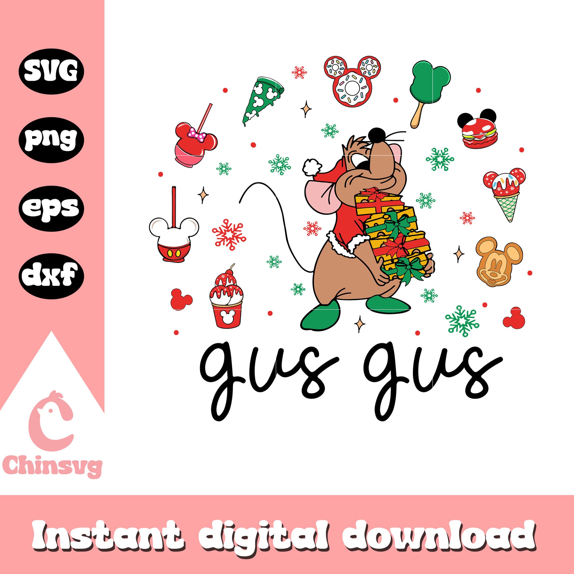 Gus gus character christmas desserts  svg, gus gus mouse​ svg