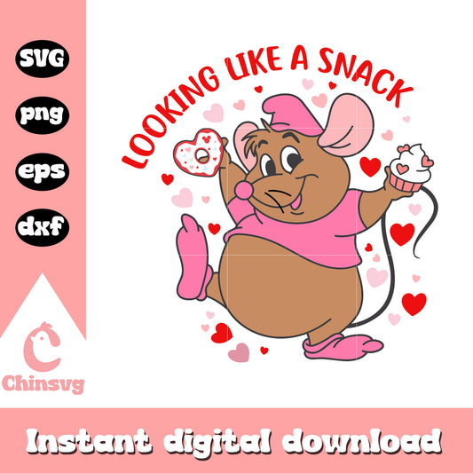 Gus gus looking like a snack valentine svg, gus gus disney​ svg