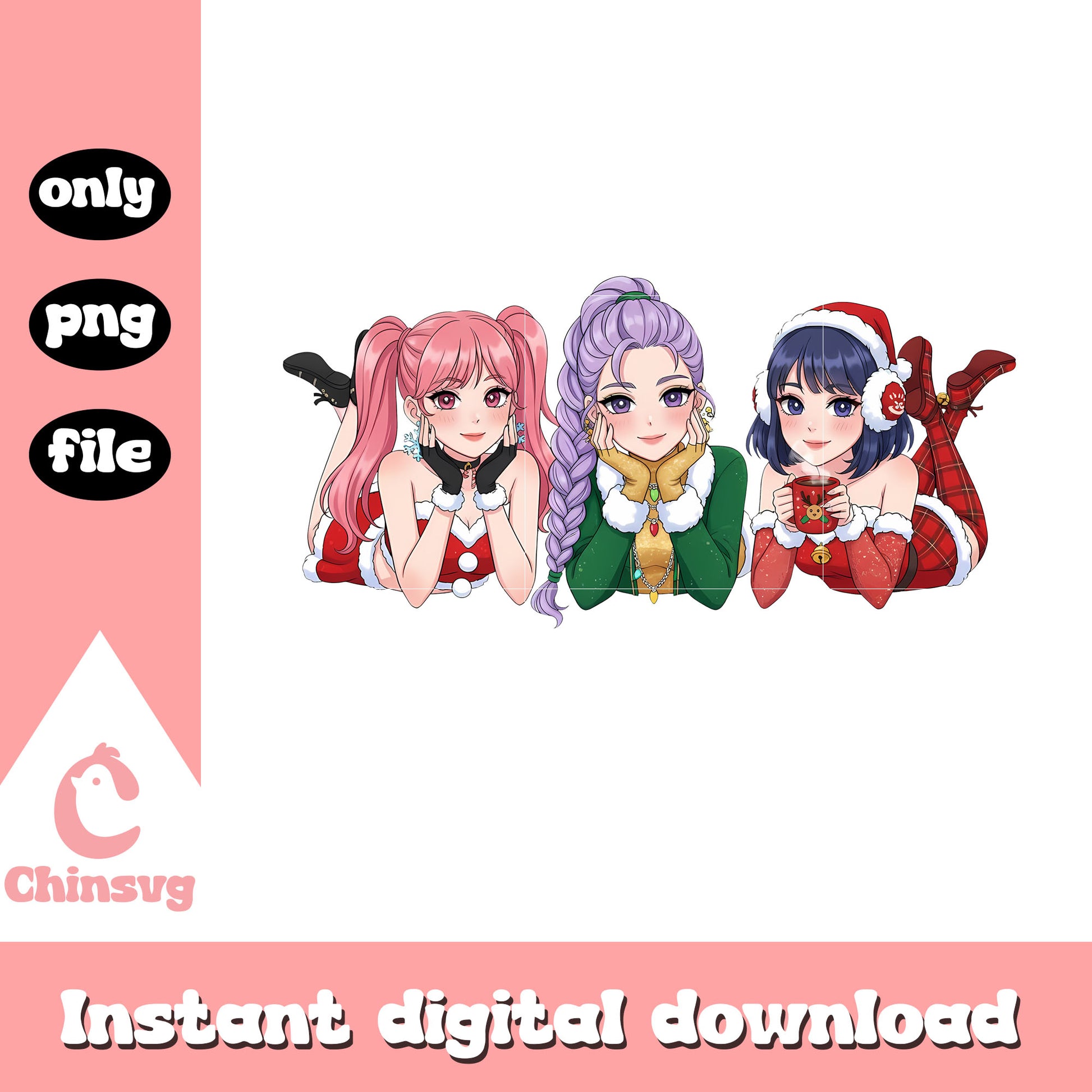 HUntrix merry christmas png, christmas kpop png