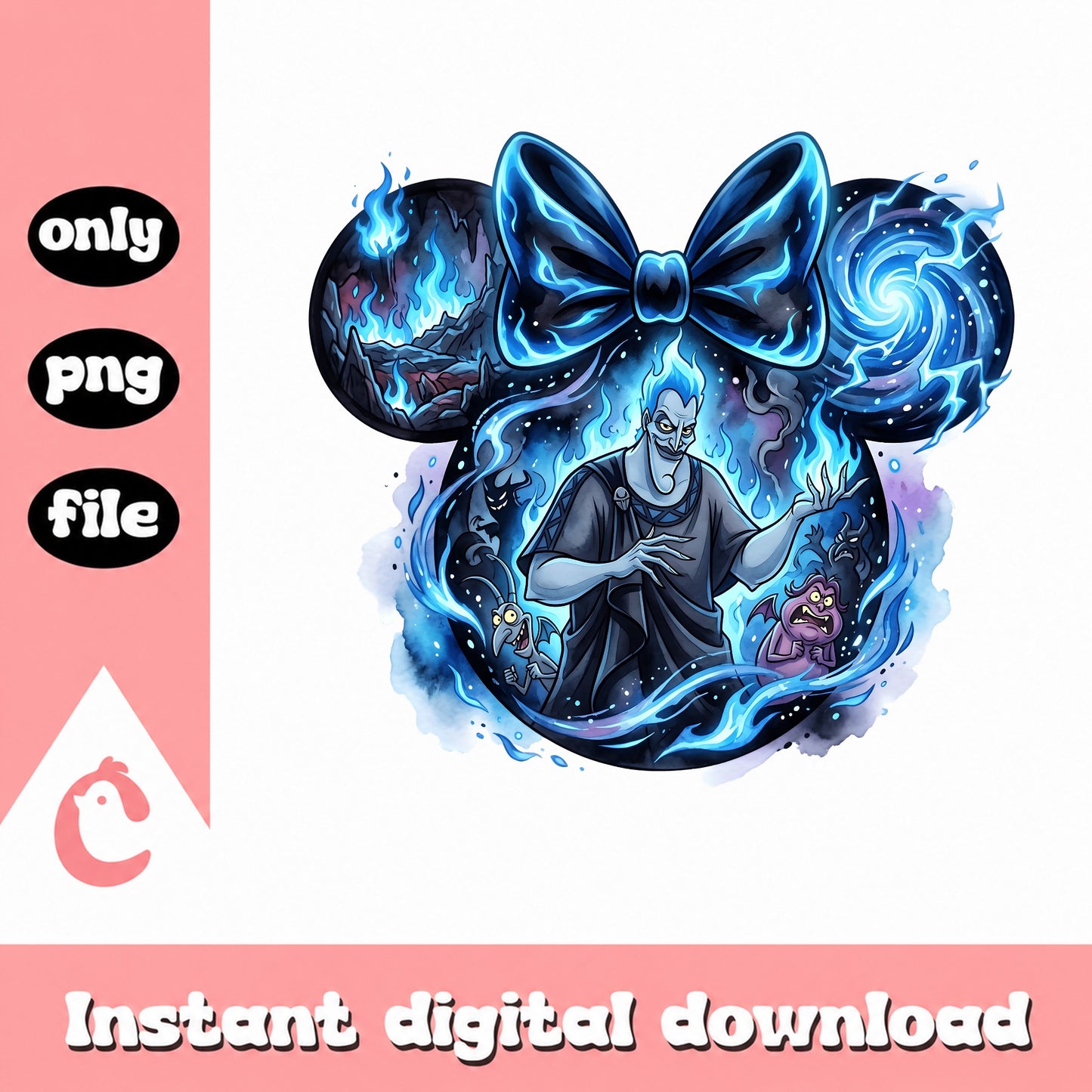 Hades Minnie Mouse Ears PNG, Disney Villain PNG, Hercules PNG