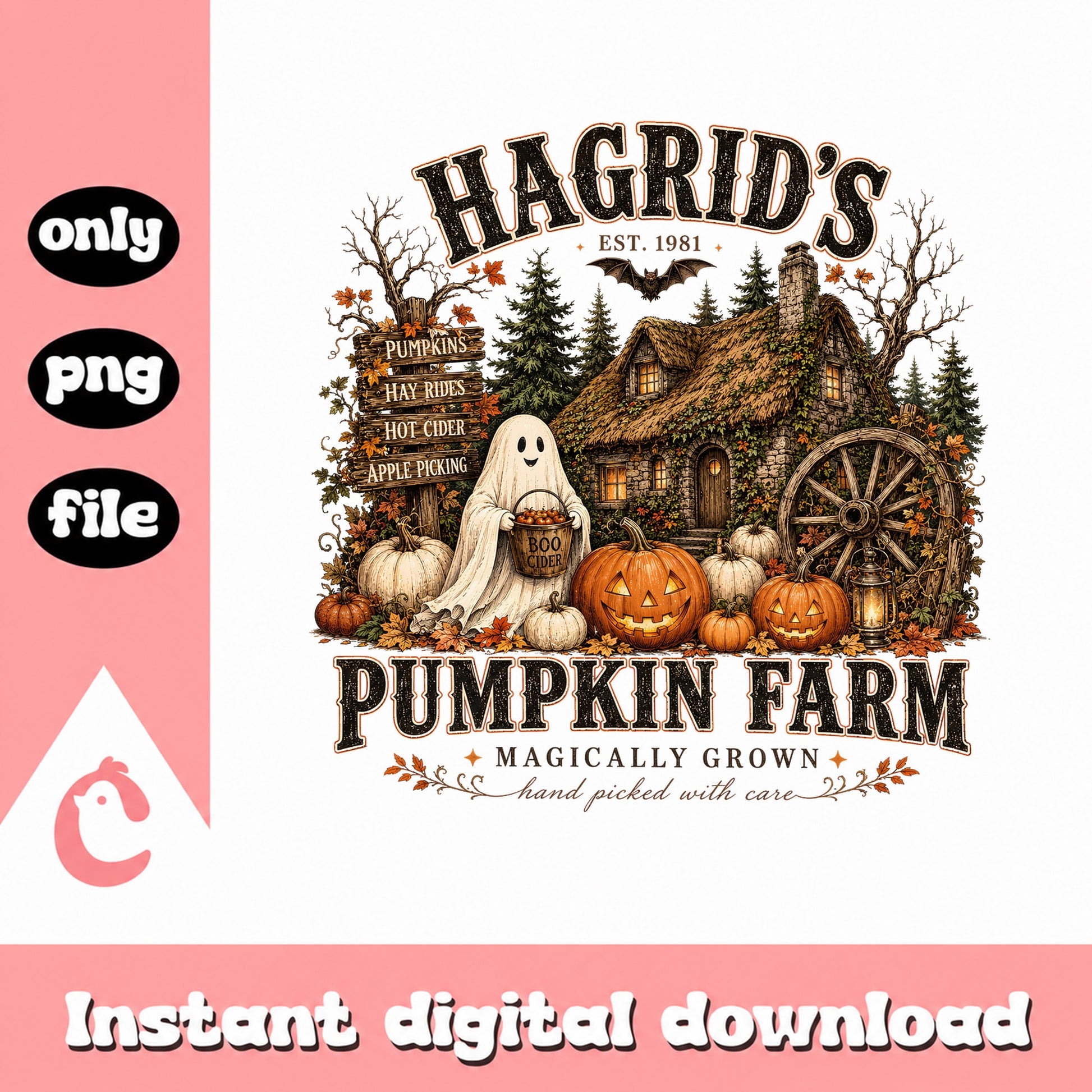 Hagrid's Pumpkin Farm Halloween PNG, Ghost PNG, Halloween PNG