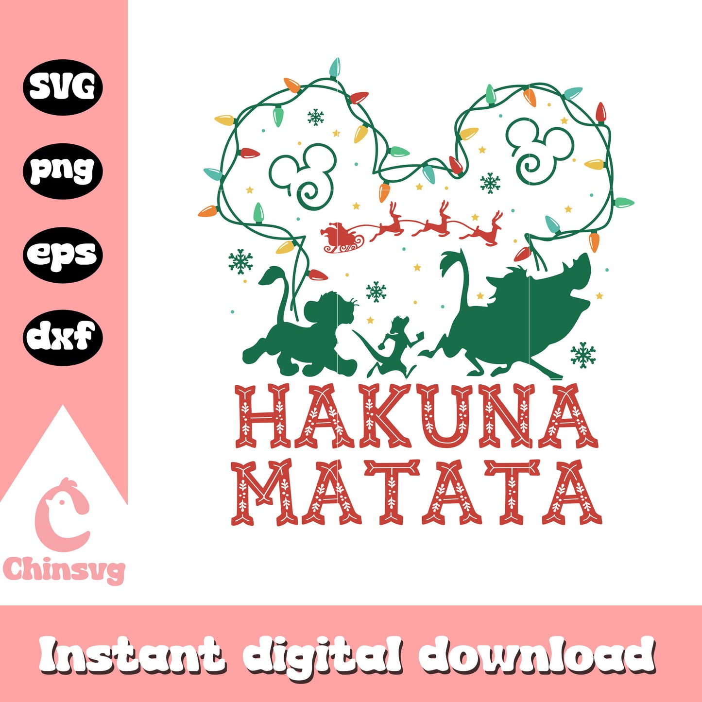 Hakuna matata christmas lights design svg, animal kingdom svg