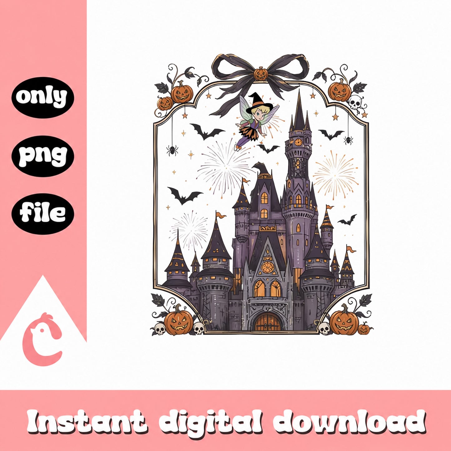 Halloween Castle Witch Pumpkin PNG, Spooky Fireworks, PNG File