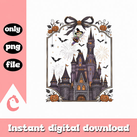 Halloween Castle Witch Pumpkin PNG, Spooky Fireworks, PNG File