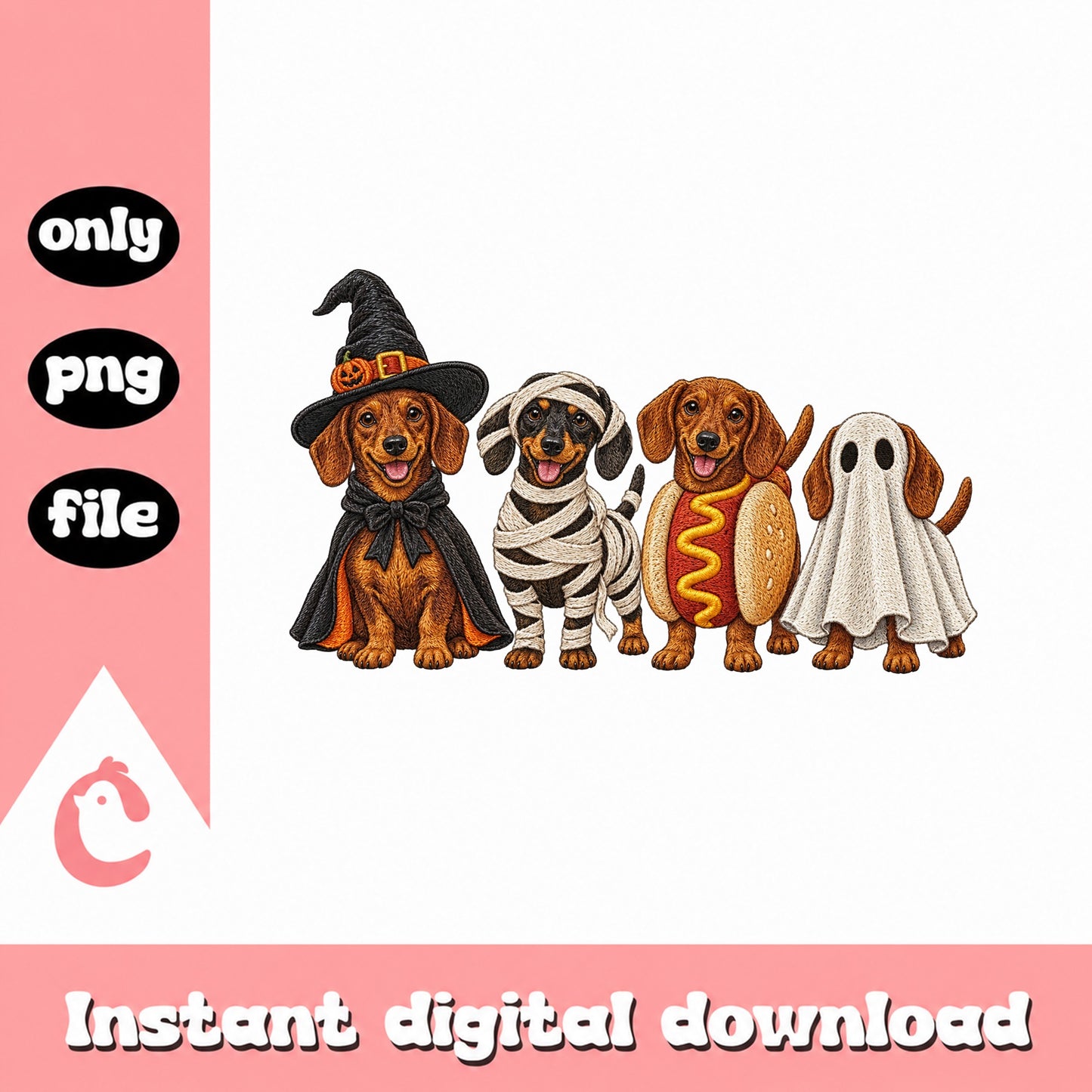 Halloween Dachshund Dog PNG, Funny Costume Clipart, Instant Download PNG