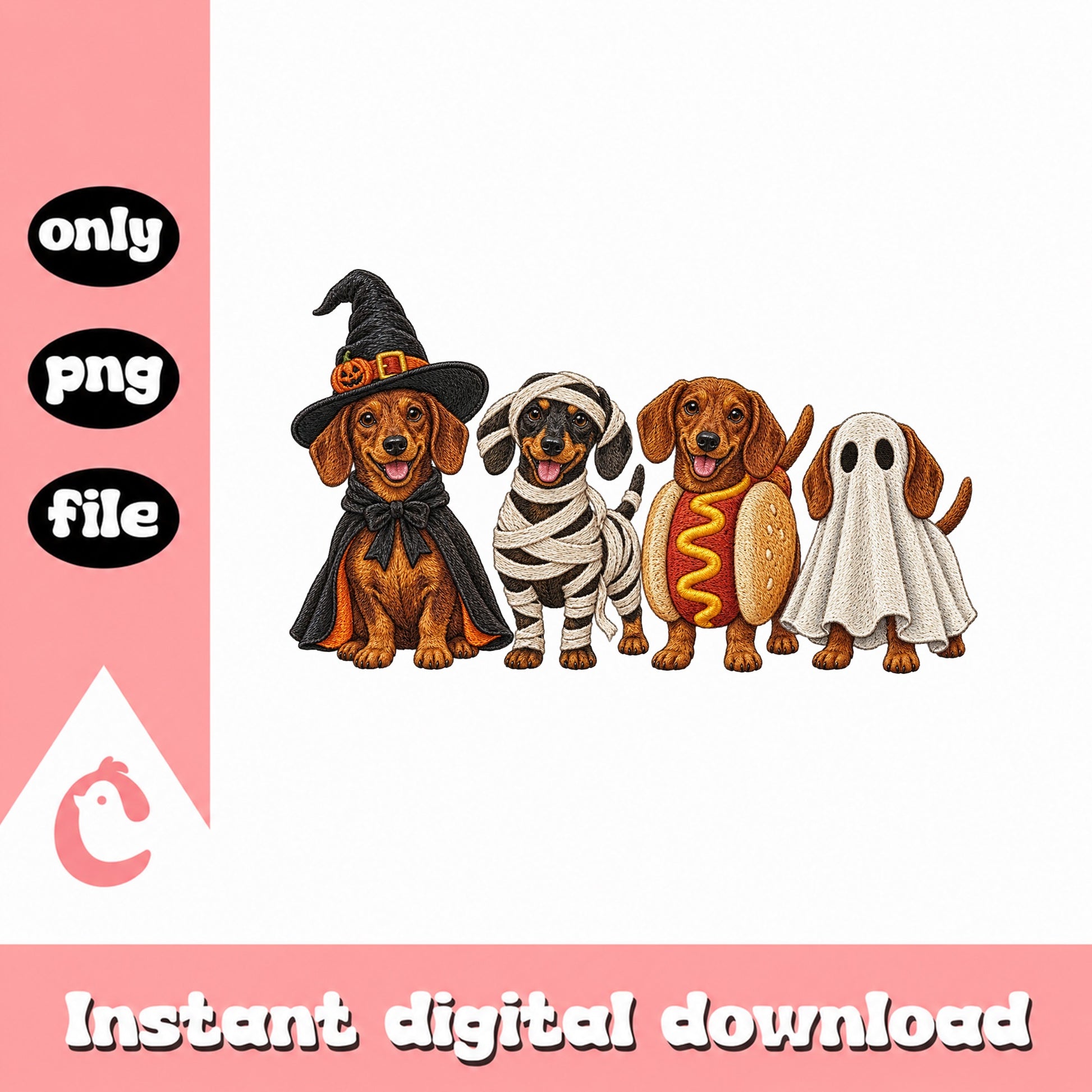 Halloween Dachshund Dog PNG, Funny Costume Clipart, Instant Download PNG