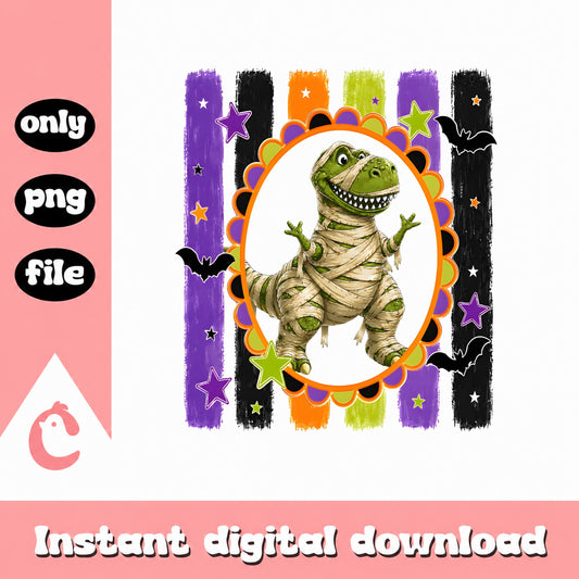 Halloween Dinosaur Mummy PNG, T-Rex Halloween Clipart, PNG
