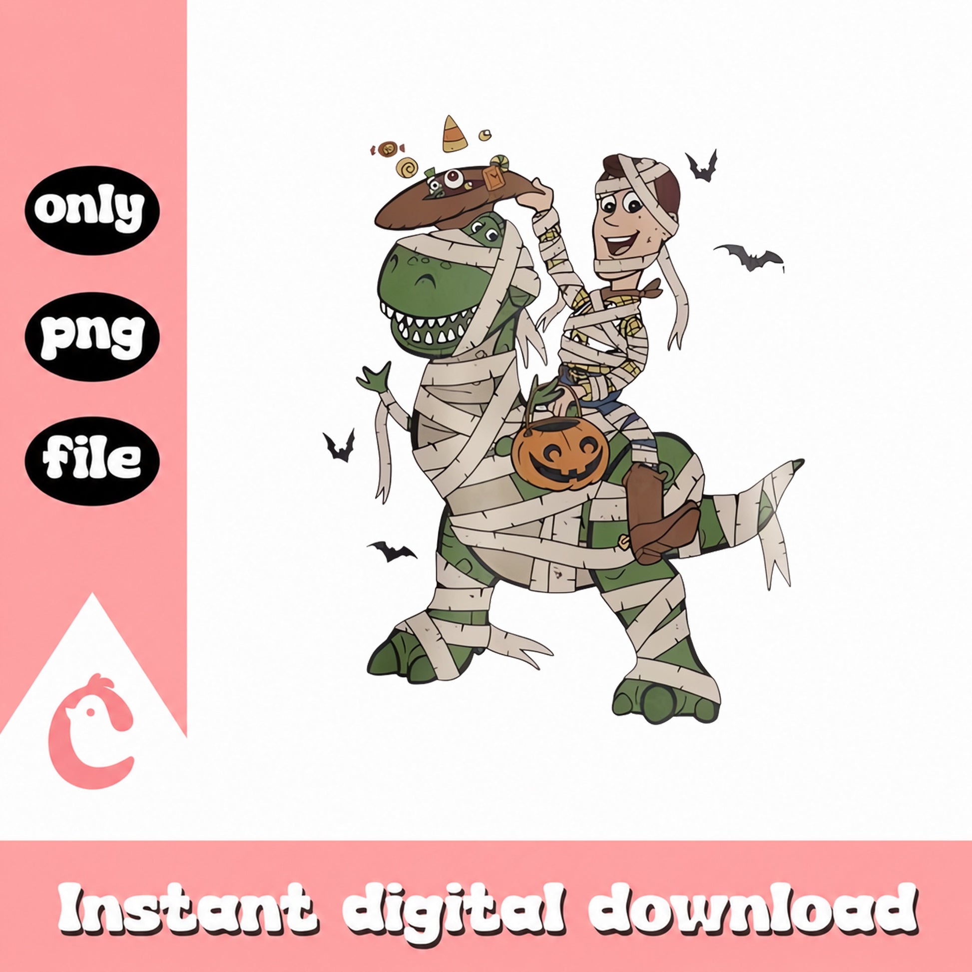 Halloween Dinosaur Mummy PNG, Trick Or Treat Clipart, PNG File