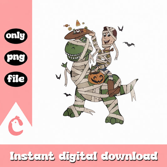 Halloween Dinosaur Mummy PNG, Trick Or Treat Clipart, PNG File