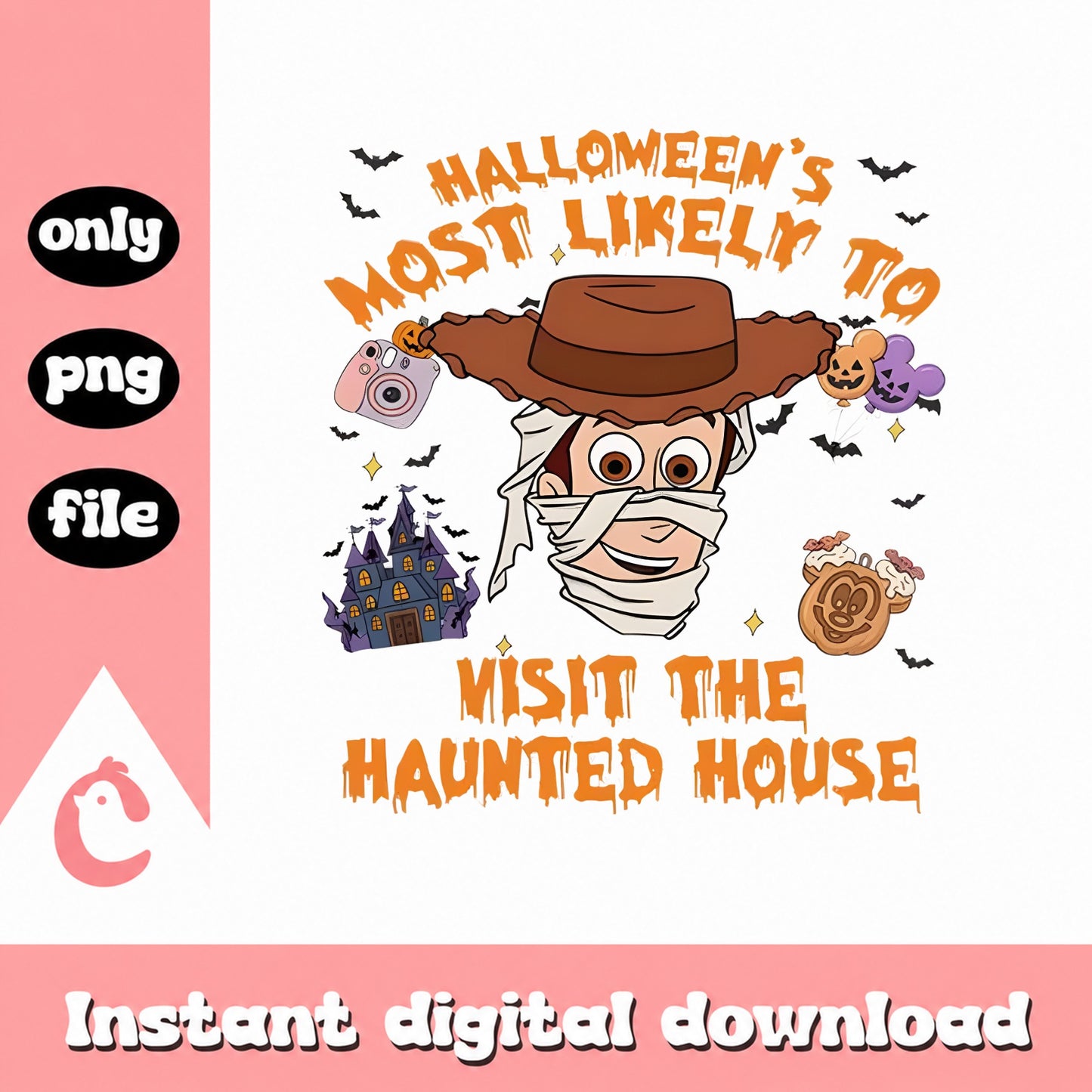 Halloween Disney Haunted House SVG, Mummy Character PNG, Spooky SVG