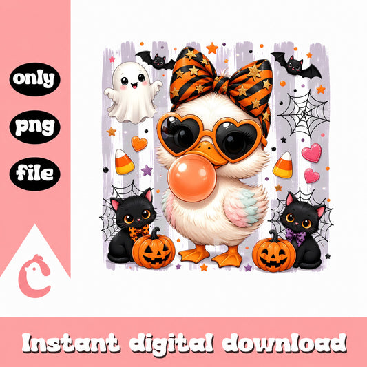 Halloween Duck Bubblegum PNG, Cute Duck Halloween PNG, Spooky PNG