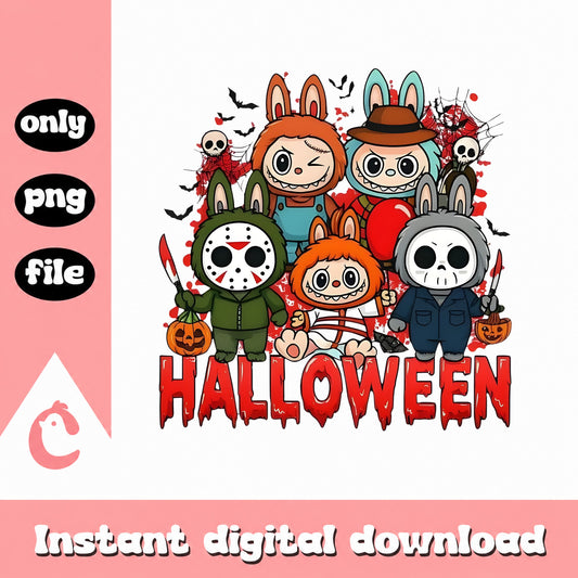 Halloween Horror Bunny Rabbit Bundle, Scary Cute Characters, PNG