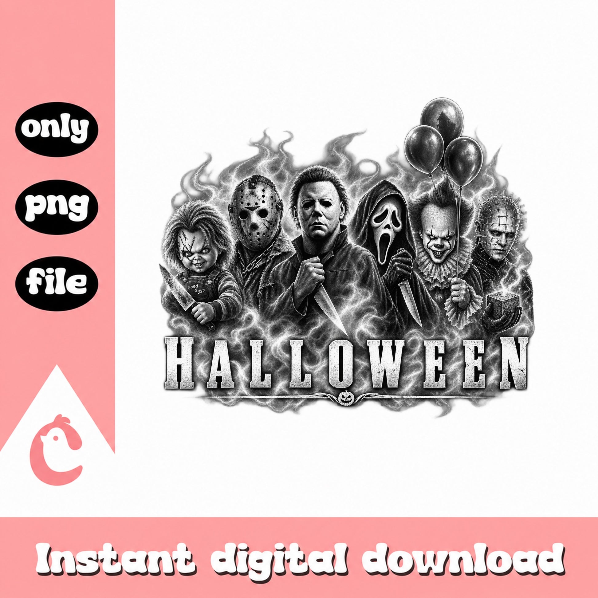 Halloween Horror Characters PNG, Scary Movie Bundle, PNG File