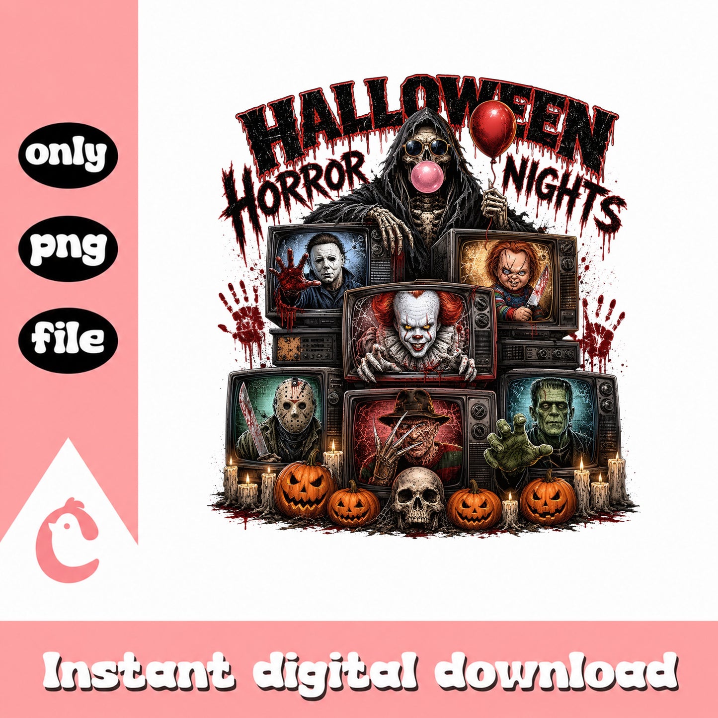 Halloween Horror Nights PNG, Horror Characters Bundle, Halloween PNG