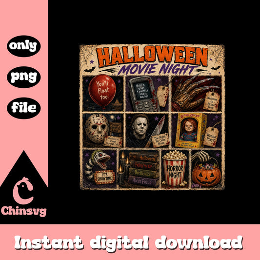 Halloween Movie Night Horror PNG, Scary Movie PNG, Halloween PNG