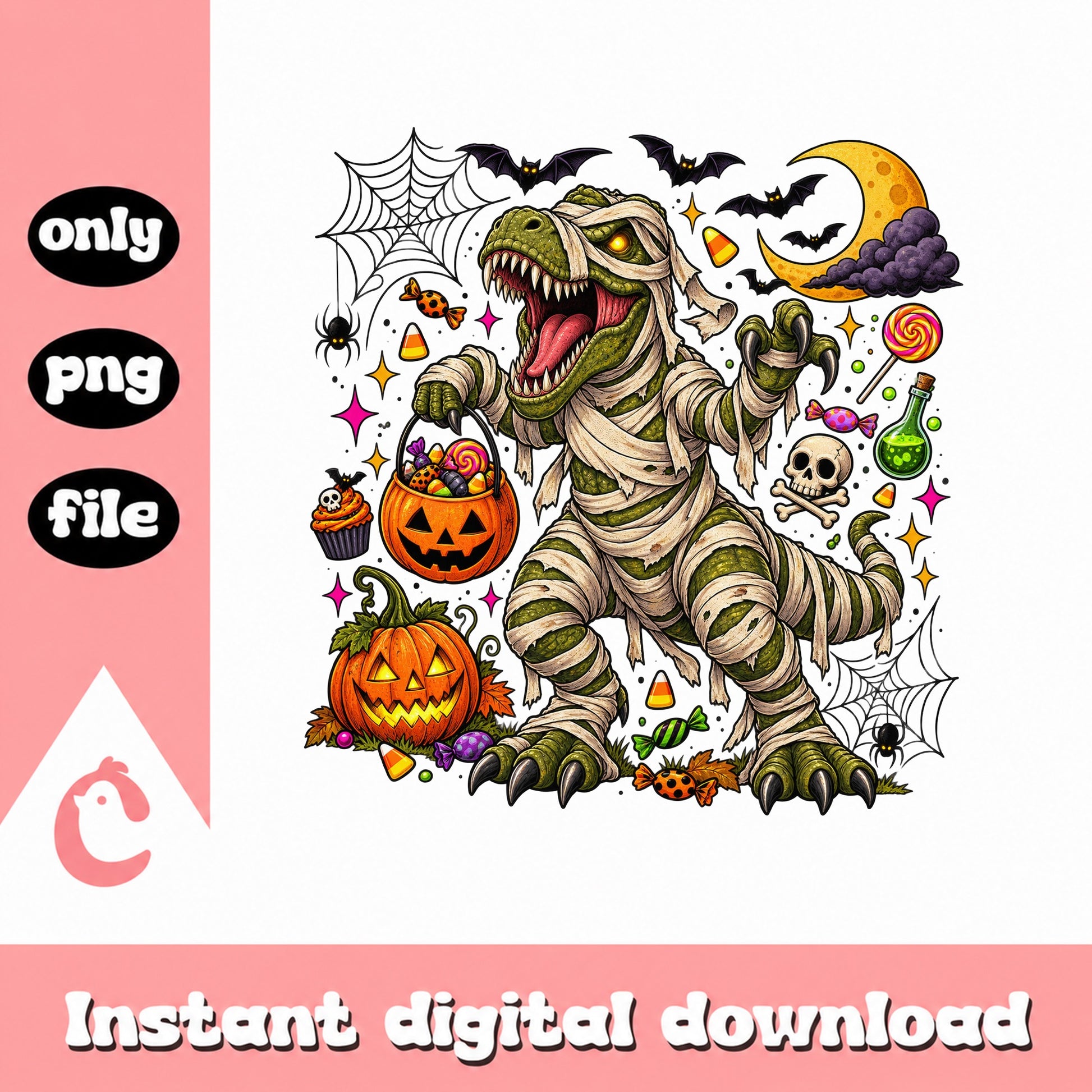 Halloween Mummy T Rex Dinosaur PNG, Trick Or Treat Clipart, PNG
