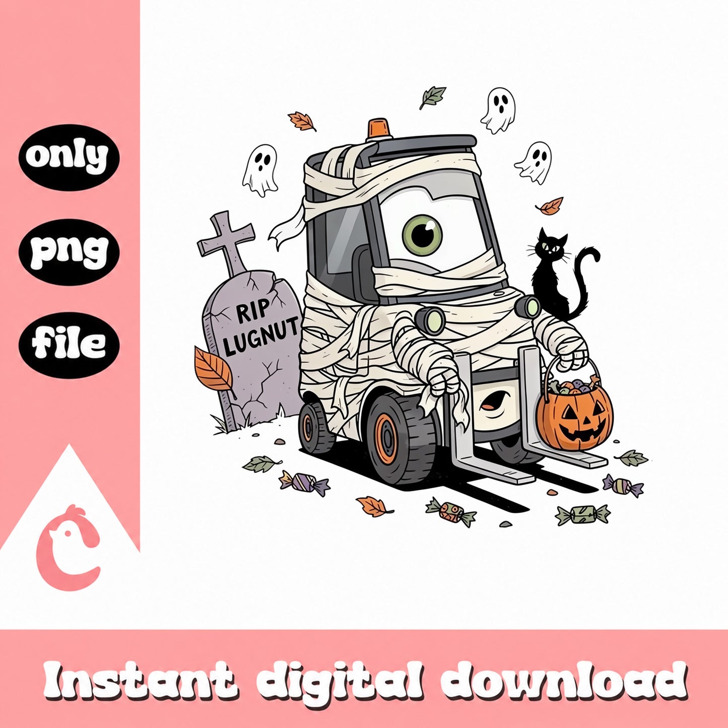 Halloween Mummy Truck PNG, Spooky Trick Or Treat, PNG File
