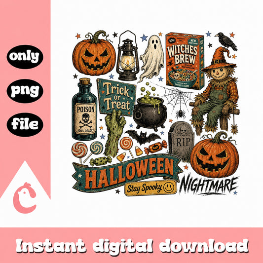 Halloween Nightmare Stay Spooky PNG, Trick Or Treat PNG, Spooky Halloween PNG