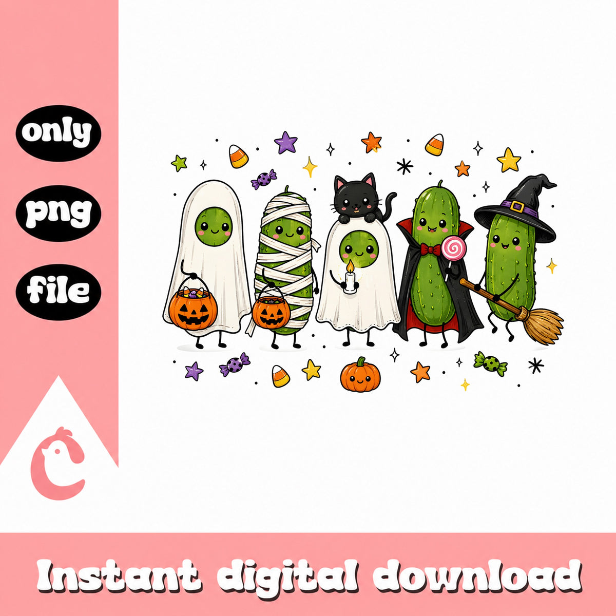 Halloween Pickle Squad PNG, Cute Pickle Halloween PNG, Funny Pickle PNG