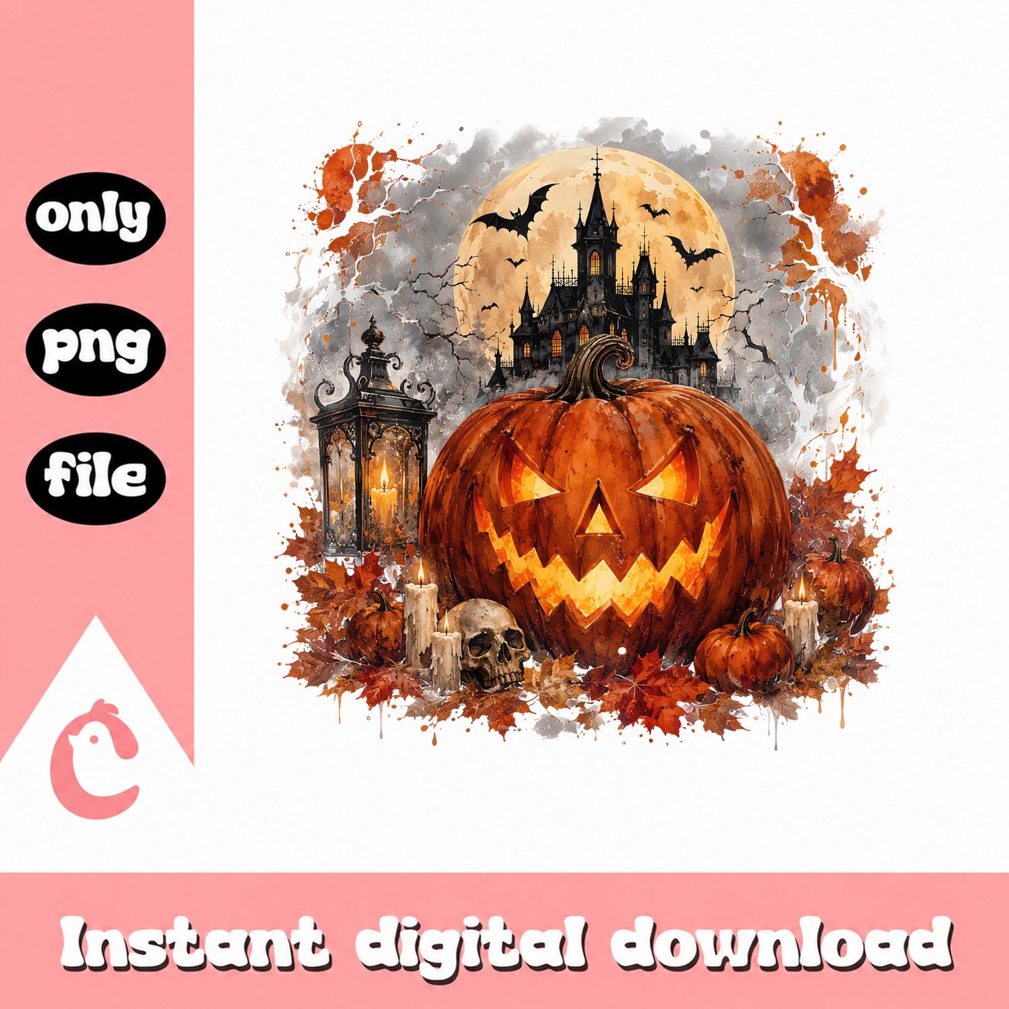 Halloween Pumpkin Castle PNG, Spooky Jack O Lantern, Halloween PNG