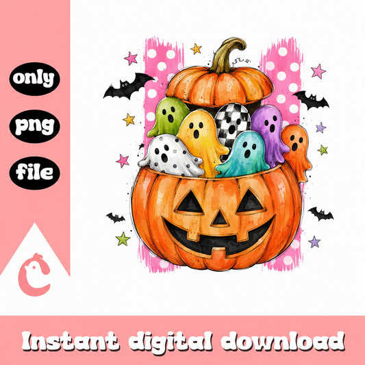 Halloween Pumpkin Ghost PNG, Cute Ghost Clipart, Halloween PNG