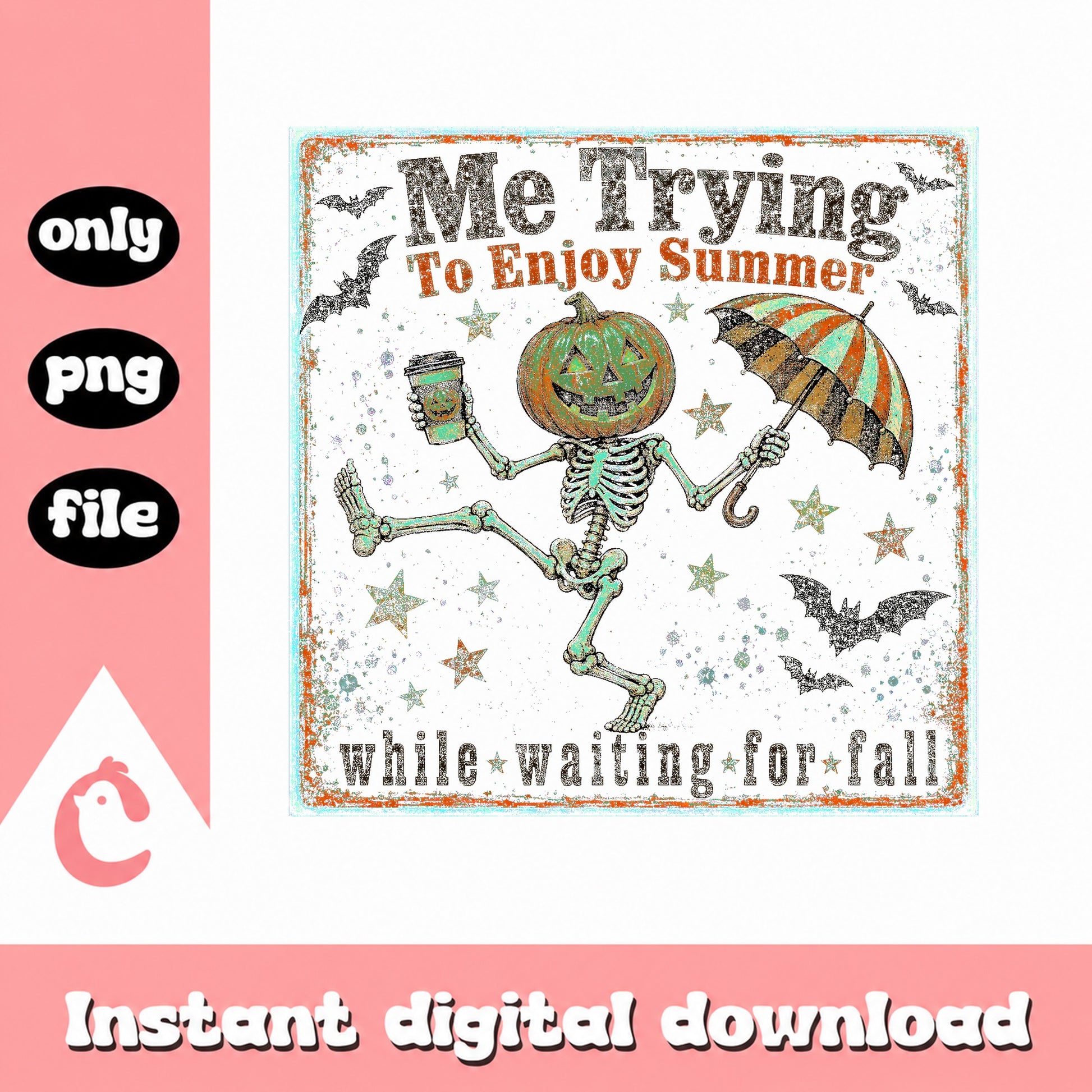 Halloween Pumpkin Skeleton PNG, Waiting For Fall Summer, PNG