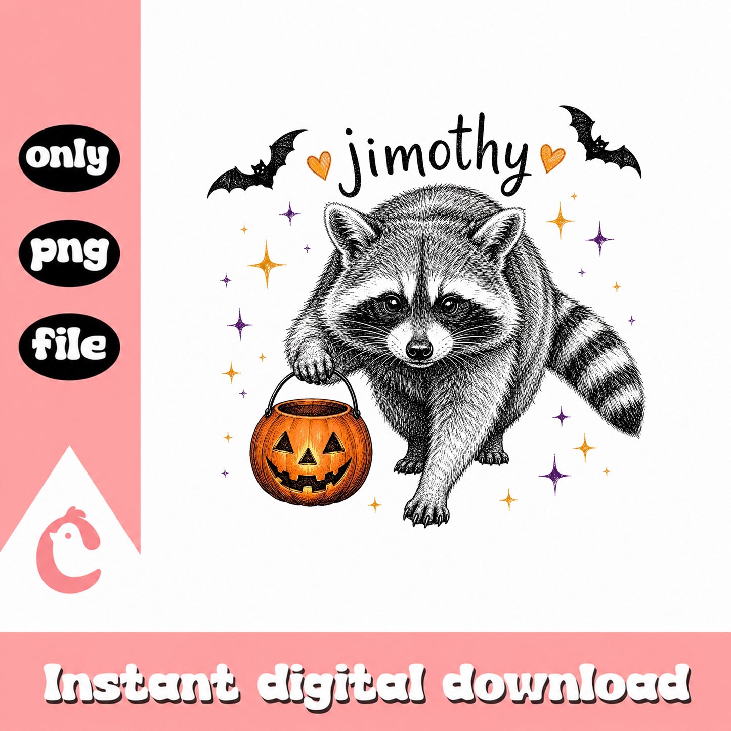 Halloween Raccoon Personalized PNG, Trick Or Treat, Pumpkin PNG