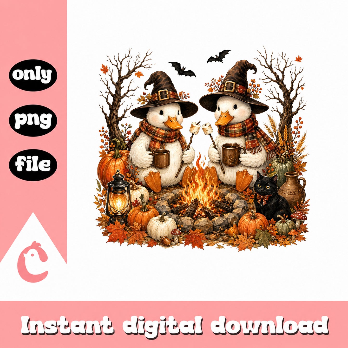 Halloween Snowman Witch PNG, Fall Autumn Clipart, Sublimation PNG