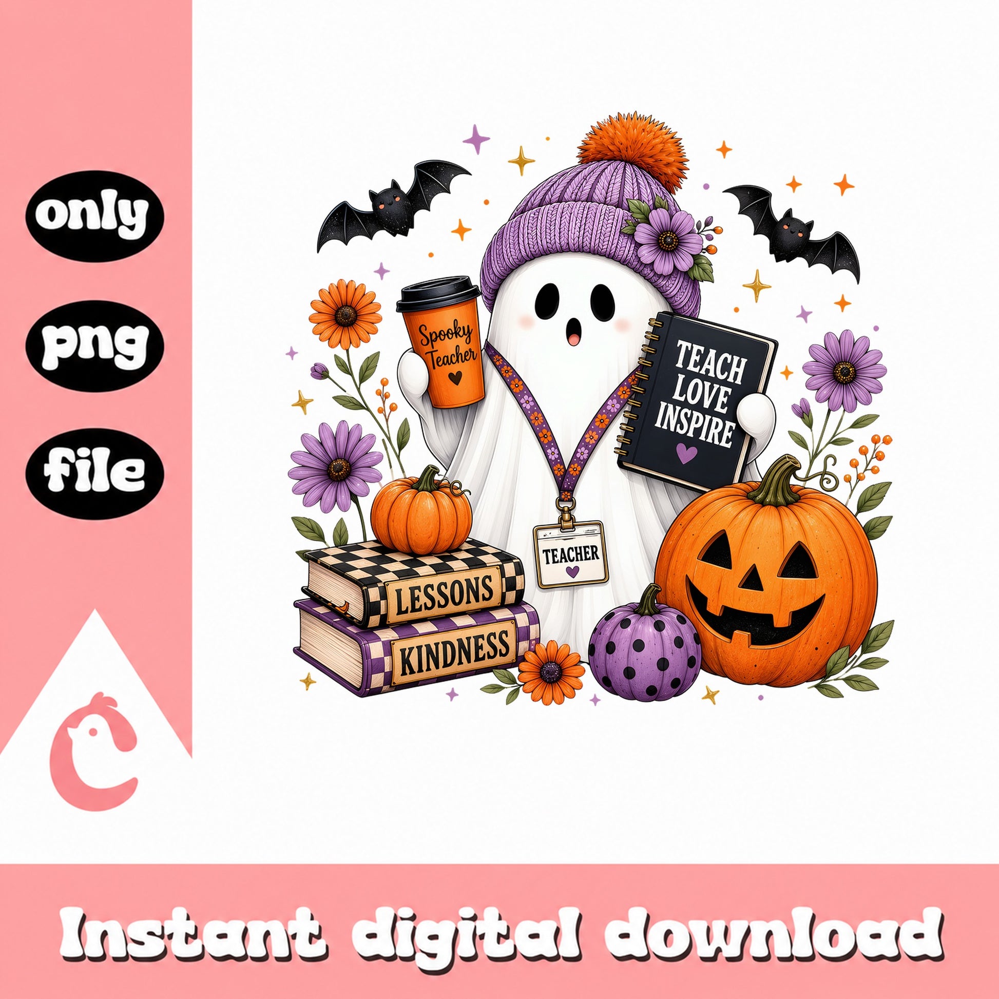 Halloween Teacher Ghost PNG, Spooky Teacher PNG, Halloween PNG