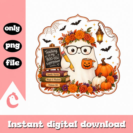 Halloween Teacher Ghost PNG, Spooky Teacher Shirt, Teacher PNG