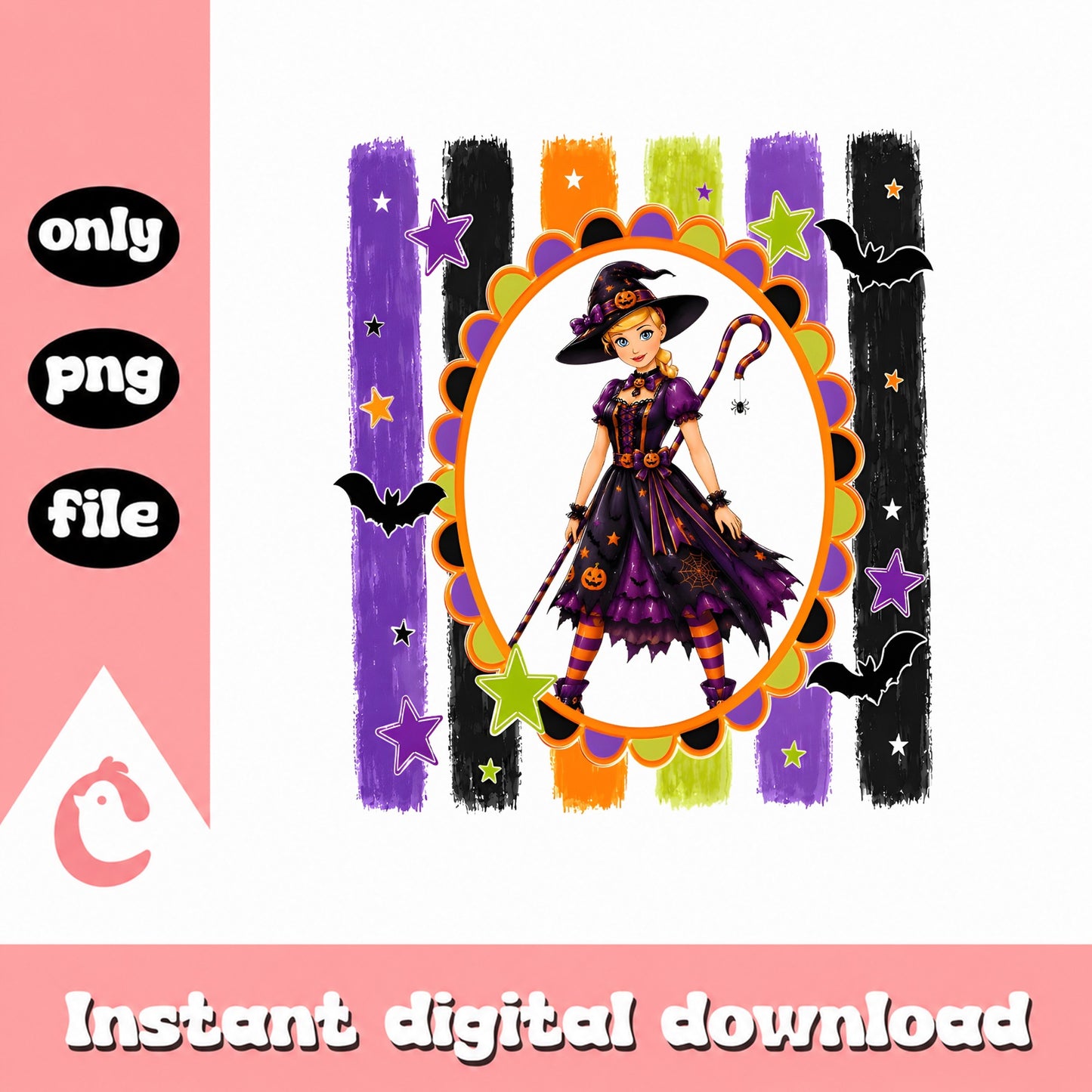 Halloween Witch Girl PNG, Cute Witch Clipart, Halloween PNG