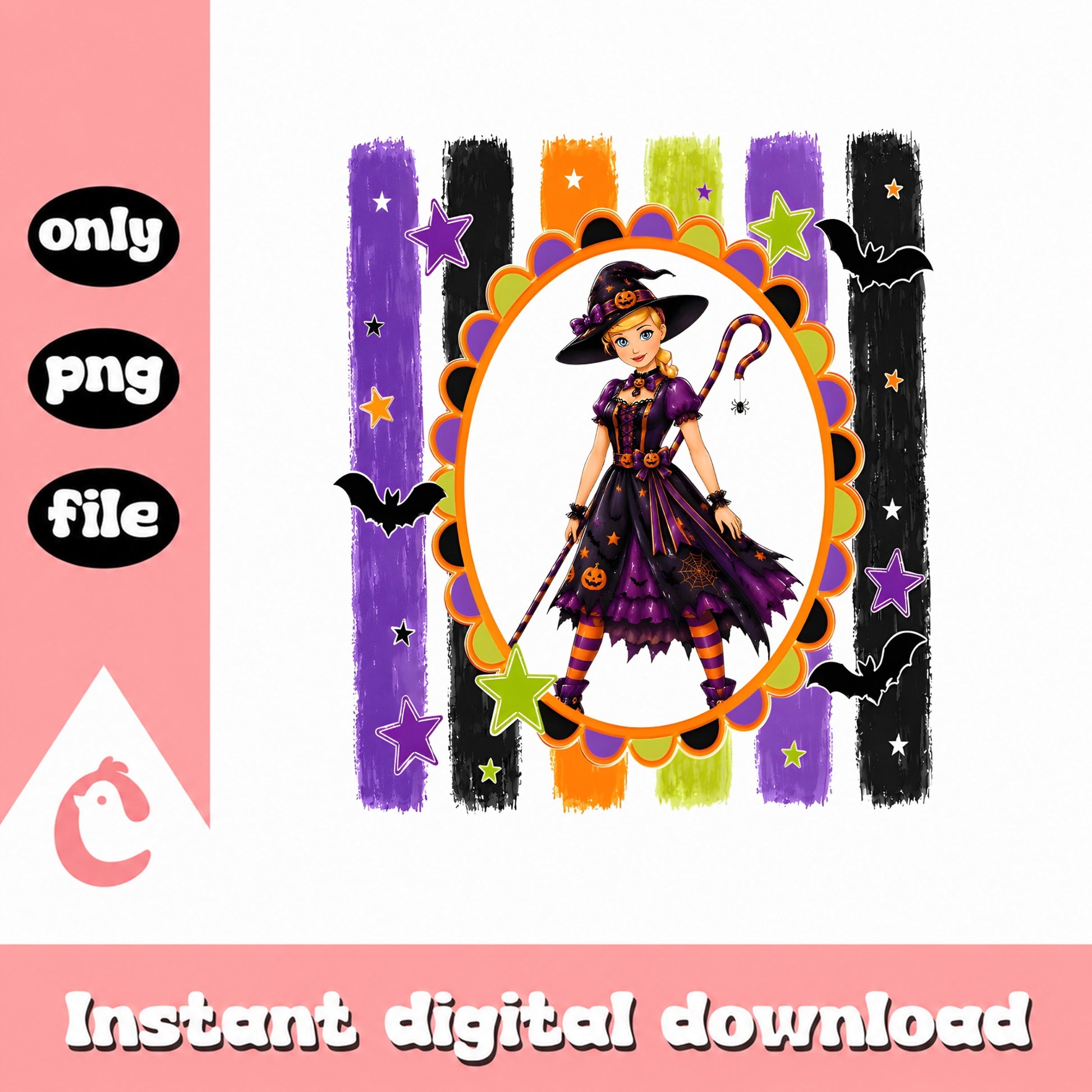 Halloween Witch Girl PNG, Cute Witch Clipart, Halloween PNG