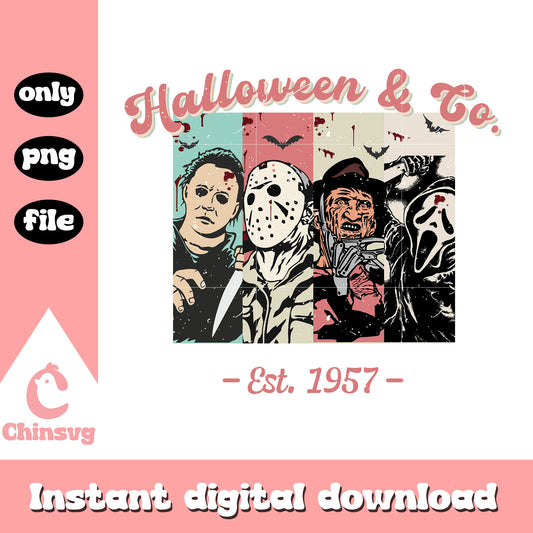 Halloween & co est 1957 characters collage picture png, halloween png