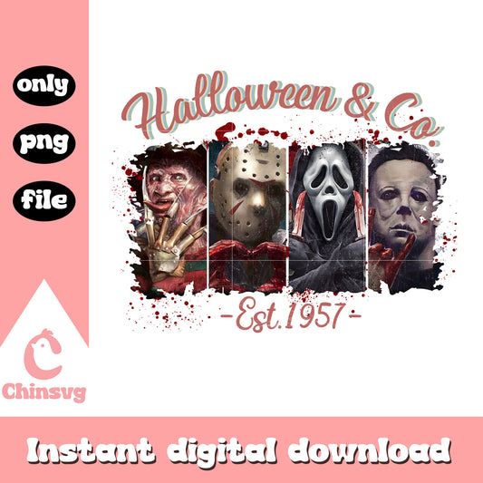 Halloween and co est 1957 png, Halloween horror movies png