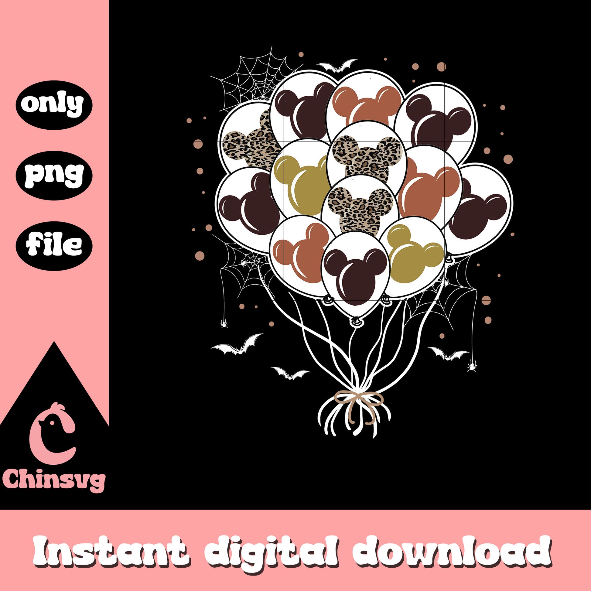 Halloween balloons mickey ear clipart png, halloween art png