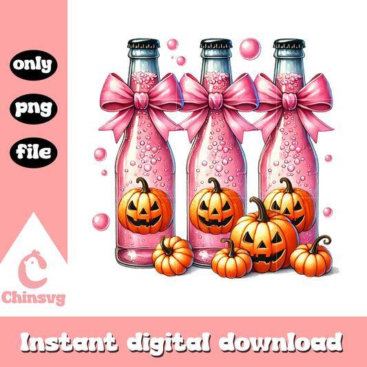 Halloween beers coquette bow pumpkin png, happy halloween png