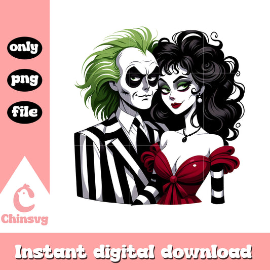 Halloween beetlejuice lydia couple png, beetlejuice with lydia png