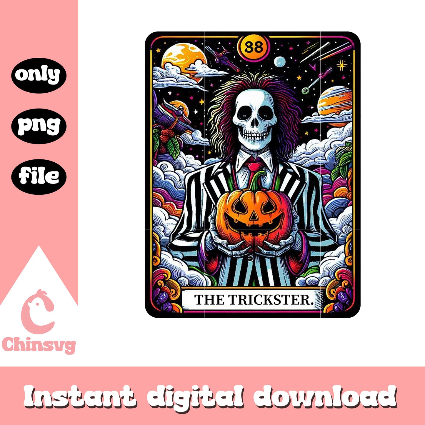 Halloween beetlejuice tarot card design png, killing ever png