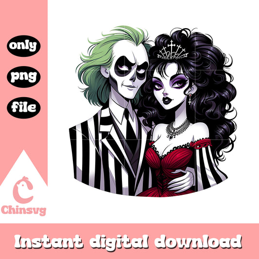 Halloween beetlejuice with lydia png, beetlejuice couple png