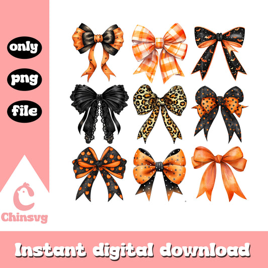 Halloween bow vintage design png, bow png, halloween png