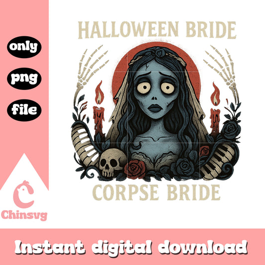 Halloween bride corpse bride design png, bride halloween png