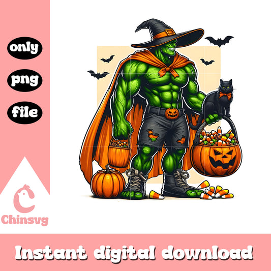 Halloween candy pumpkin witch hulk png, hulk avengers png