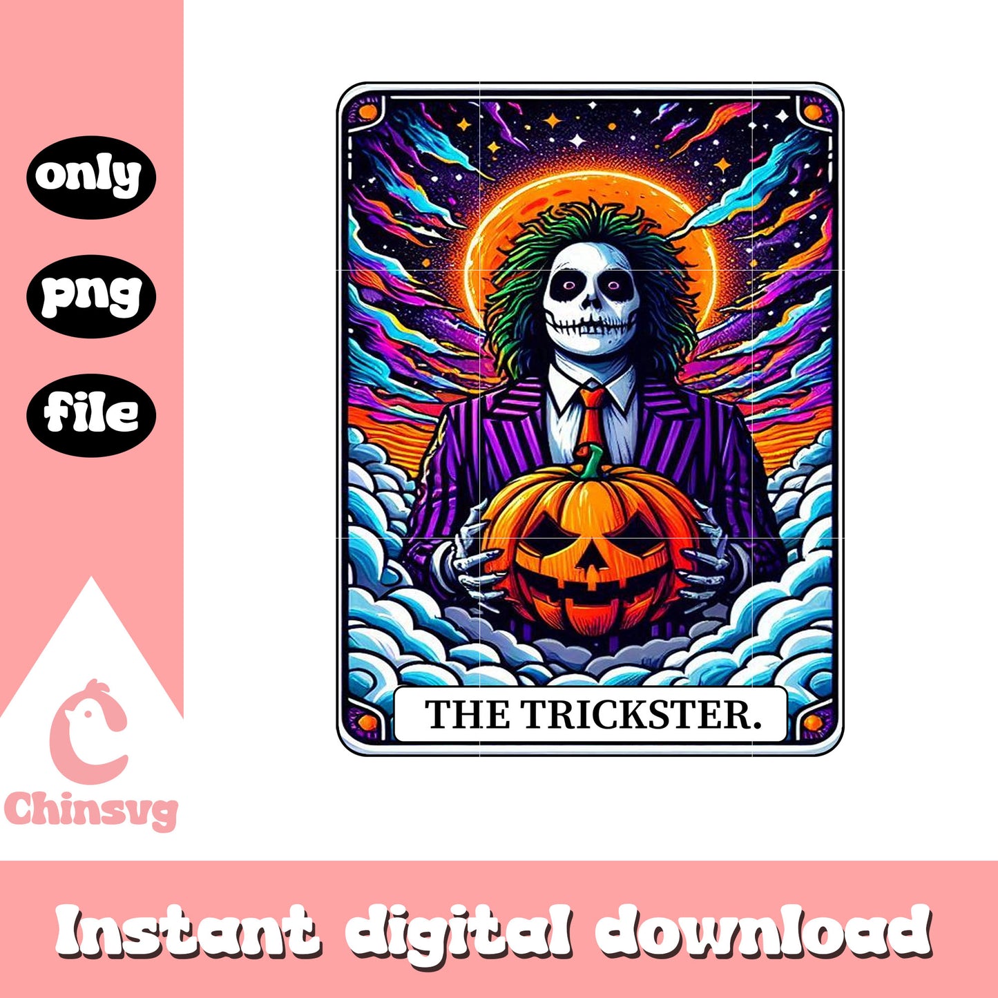 Halloween card jocker design png, spooky season png