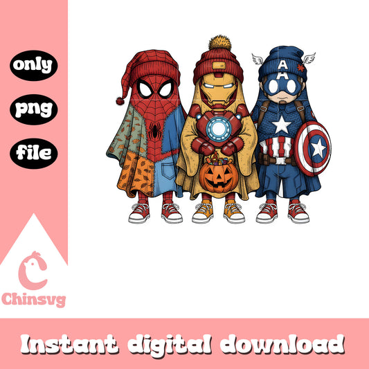 Halloween cartoon hero characters design png, halloween art png