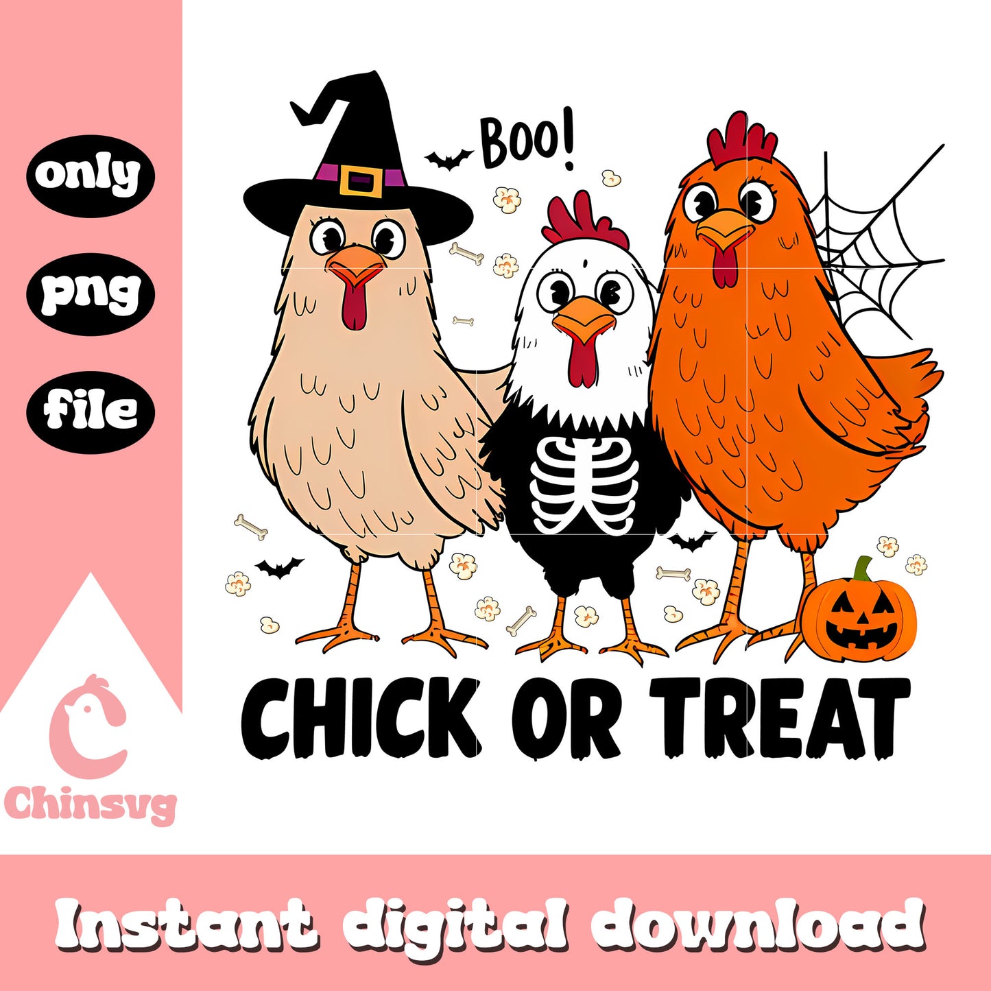 Halloween chick or treat design png, halloween costumes png