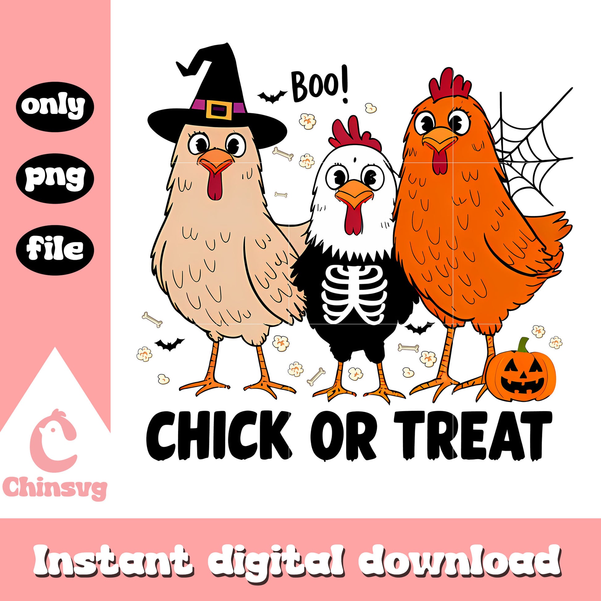 Halloween chick or treat design png, halloween costumes png