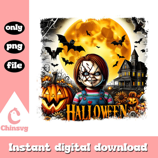 Halloween chucky design png, halloween chucky png, child's play png