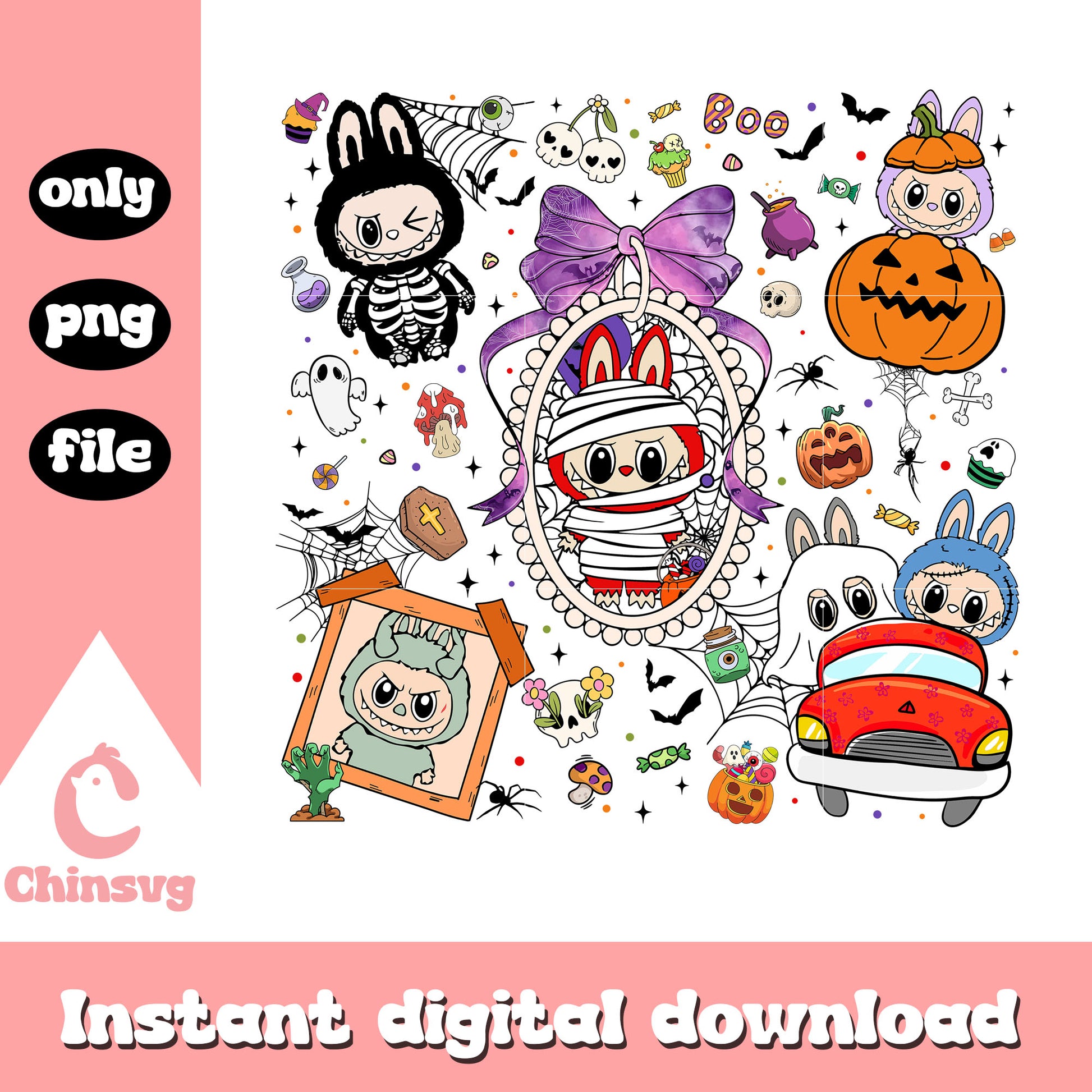 Halloween coquette labubu mirror clipart png, halloween decor png