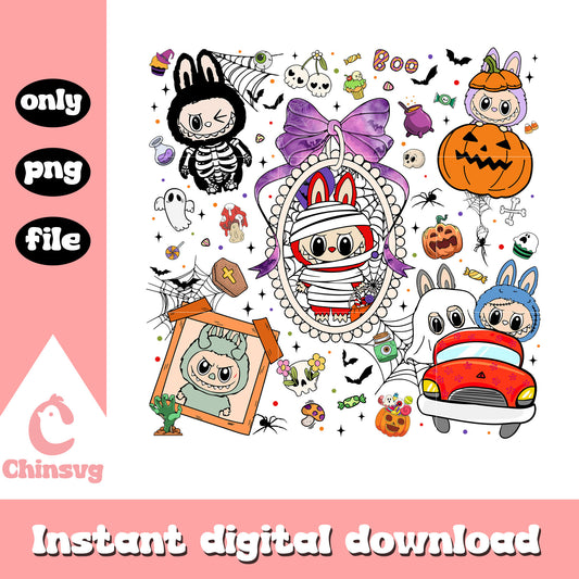 Halloween coquette labubu mirror clipart png, halloween decor png