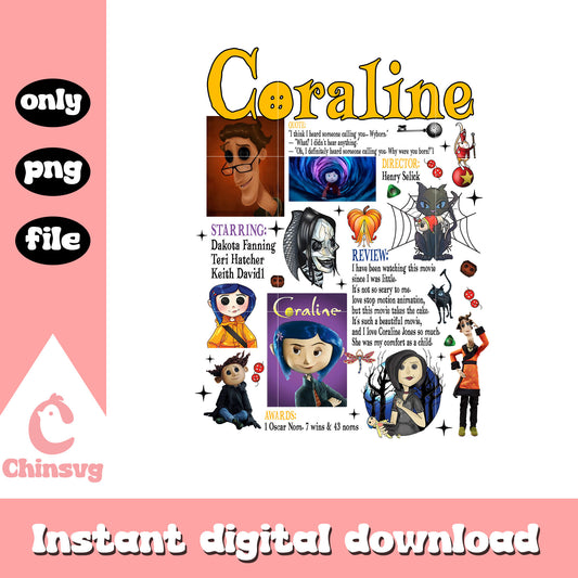 Halloween coraline movie preview design png, quotes from coraline png